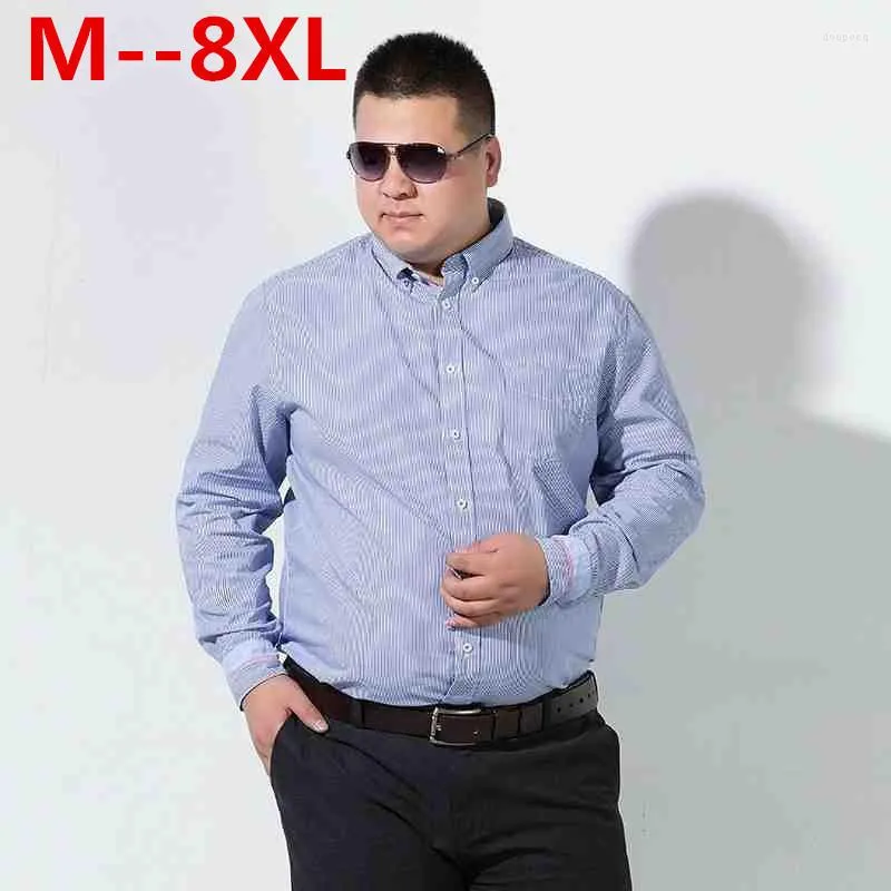 Men's Casual Shirts Plus Size 10XL 8XL 6XL 5XL Men's Long Sleeve Social Loose Fit Striped Plaid Shirt Men Brand Clothing High Quality