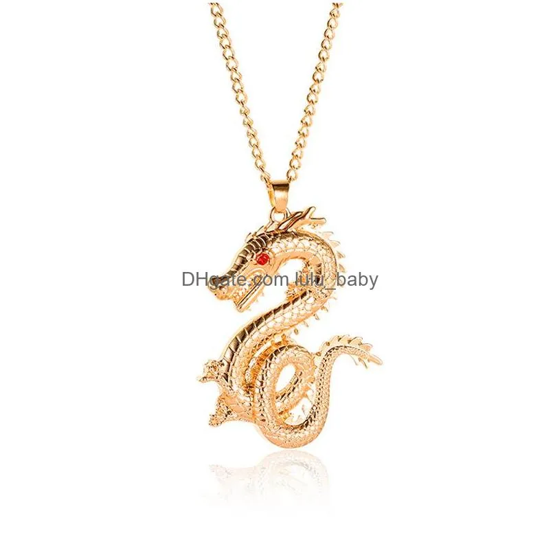 Pendant Necklaces Europe Fashion Jewelry Dragon Pendant Necklace Vintage Necklaces Drop Delivery Pendants Dhz95