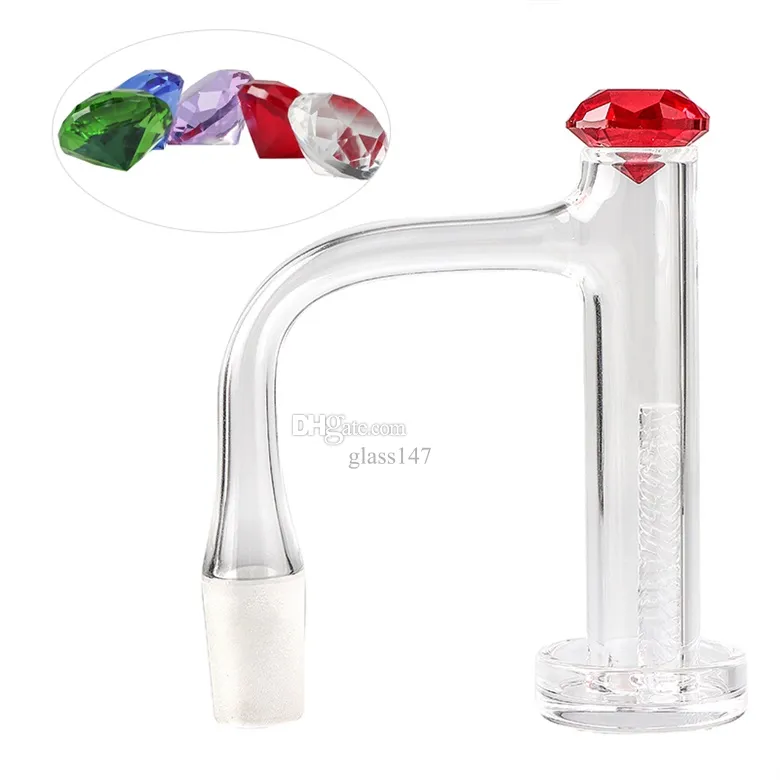 Volledige lascontroletoren Quartz Banger Roken Afgeschuinde rand 16 mmOD Rookspijkers met 20 mmOD Diamond Carb Cap Stevig geëtste Terp-pijlers voor glazen waterpijp Dab Rig-pijpen