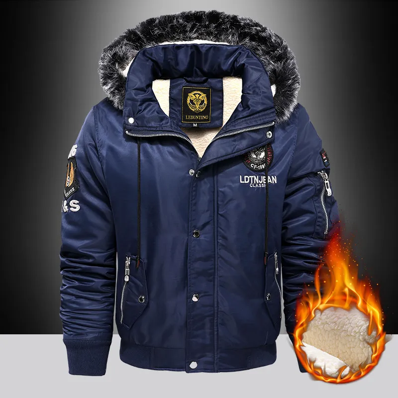 Herrjackor päls krage kappa vinter män varm huva för män fleece fodrade rockar chaquetas hombre mode casual topp 221130