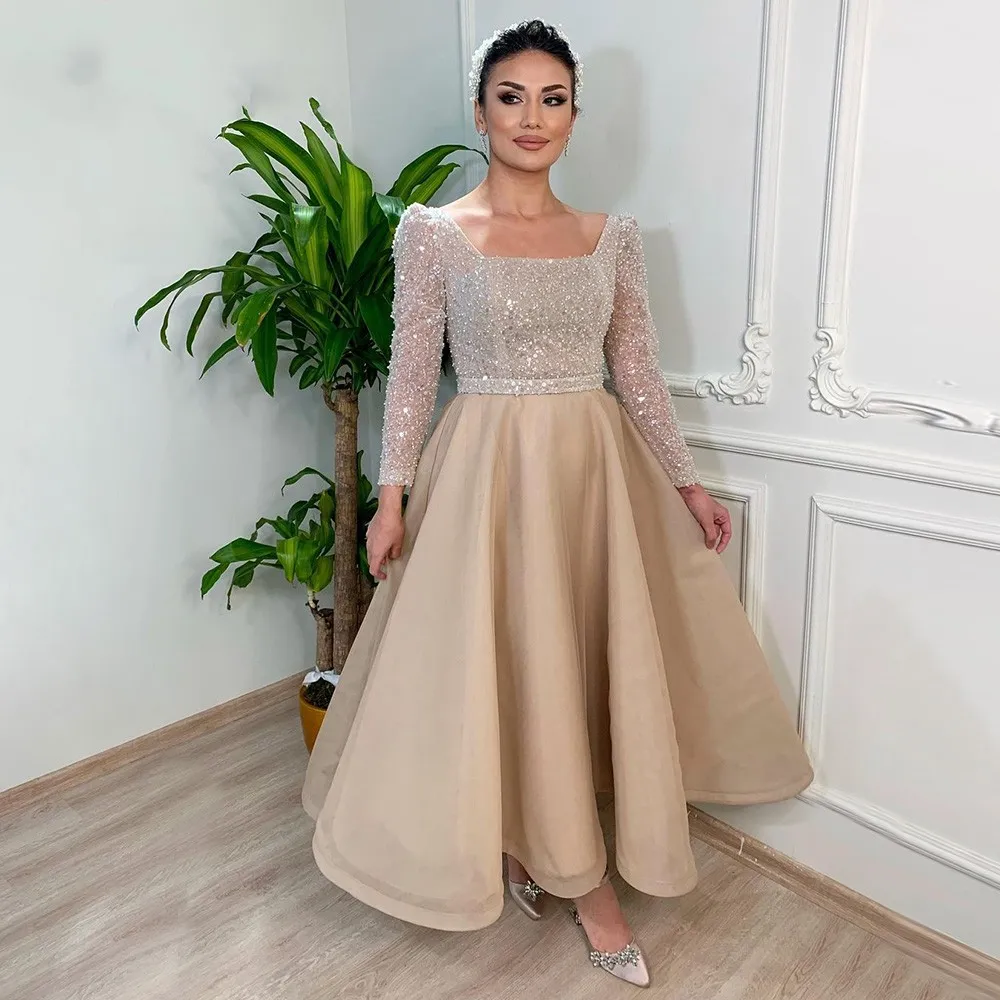 Champagne Formal Evening Dress: Elegant Square Neck... From  Donnaweddingdress12, $96.03 | DHgate.Com