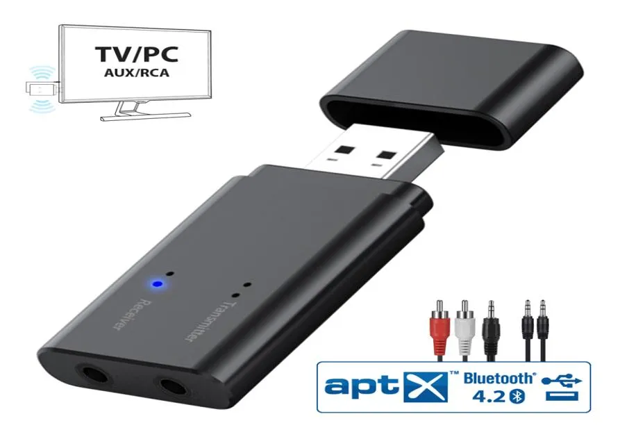 TV PC 자동차 헤드폰 용 35mm 보조 포트가있는 Bluetooth 42 송신기 및 수신기 2 USB 무선 오디오 어댑터 홈 SO7713735