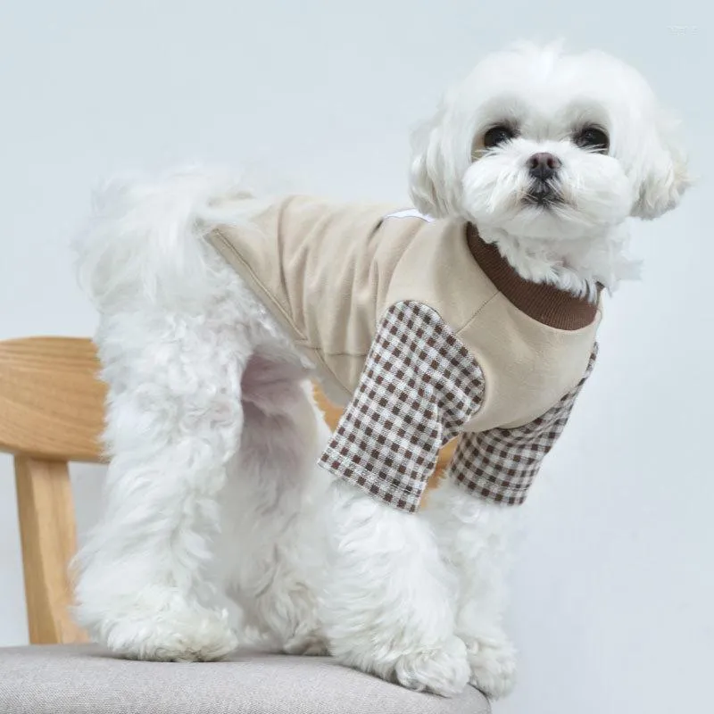 Abbigliamento per cani 2022 Maglietta per animali domestici per cani di piccola taglia Camicia a quadri dolce Autunno Bichon Schnauzer Abbigliamento Cotone Yorkie Frenchie