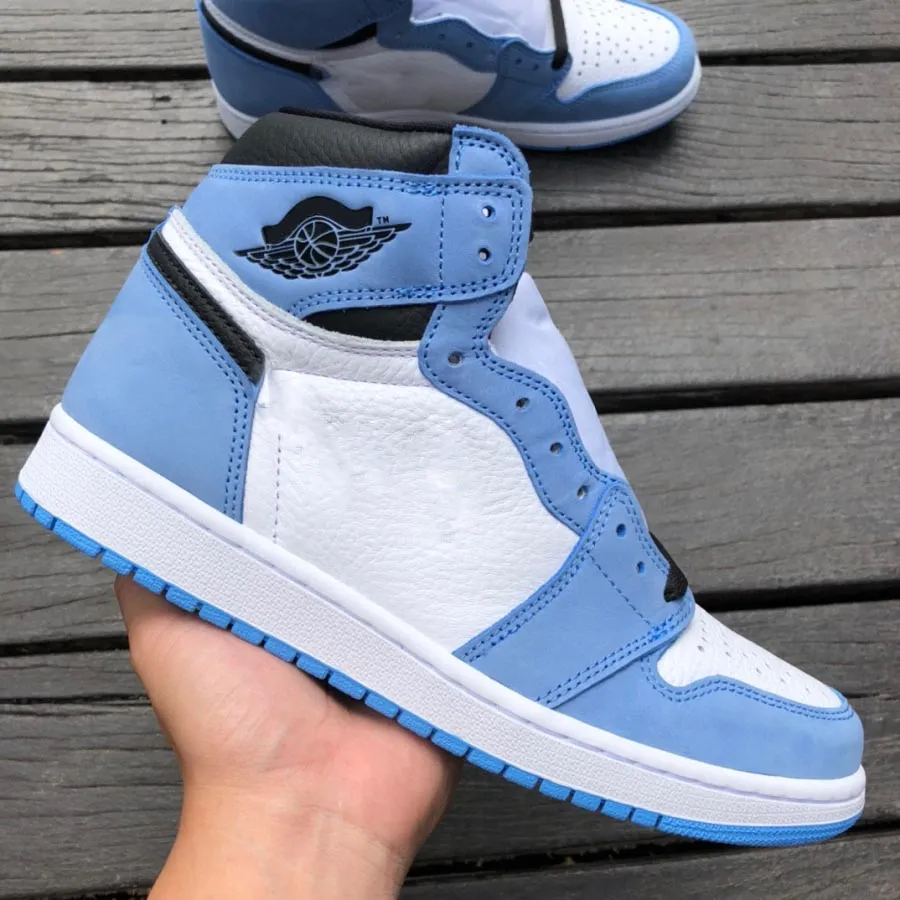 Authentic 1 High OG University Blue Shoes White Leather Blue