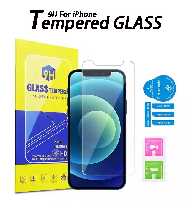 9H Premium Screen Protector Film dla iPhone 14 Pro Max XR XS 7 8 Plus Samsung S21 Plus S22 Protective Anti-Scratch Temperowane szkło z pakietem detalicznym