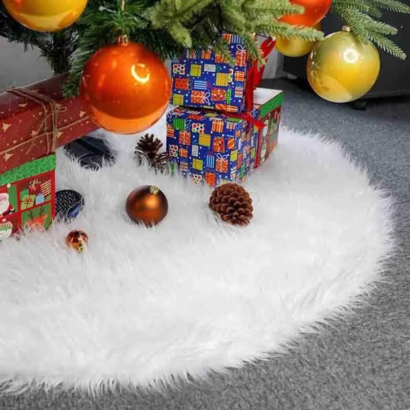 크리스마스 장식 90cm 나무 치마 가짜 모피 카펫 눈송이 흰색 플러시 홈 크리스마스 연도 장식 노엘 앞치마 장식 221130