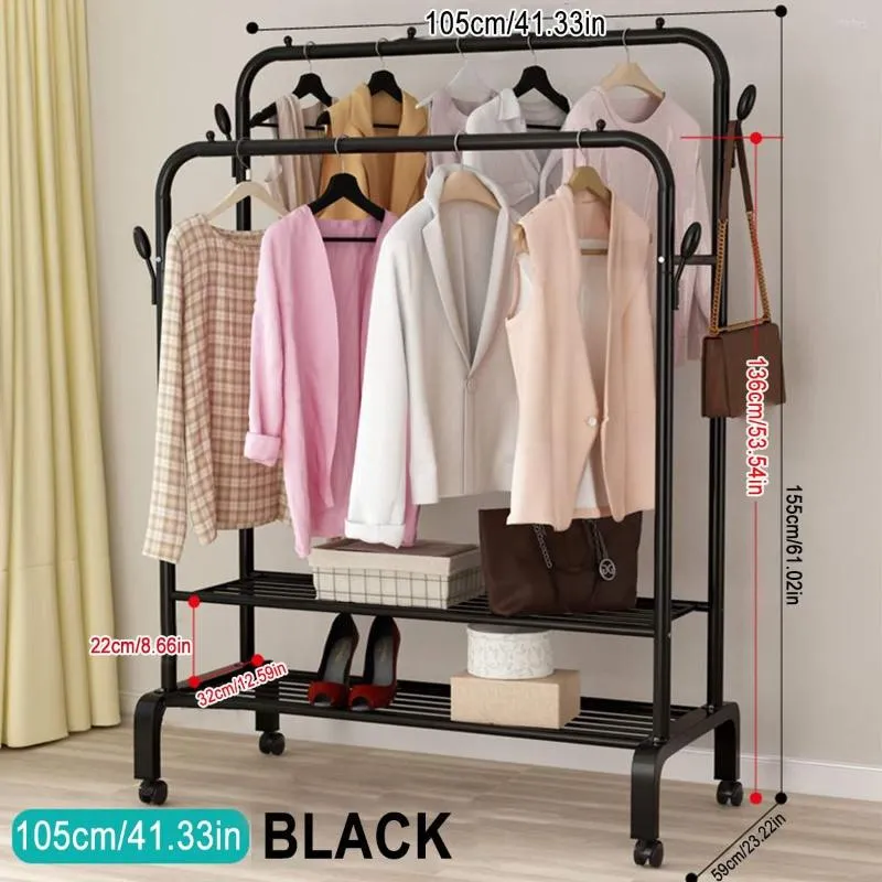 Stockage de vêtements porte-manteau cintre sol debout suspendu armoire séchage meubles simples Mobile tissu Rail