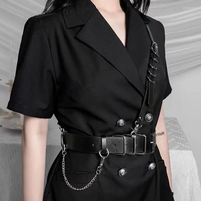 Cinture Cappotto da donna Imbracatura in pelle Feticcio regolabile Abbigliamento gay Cintura sexy per il corpo Cintura pettorale Costumi punk rave