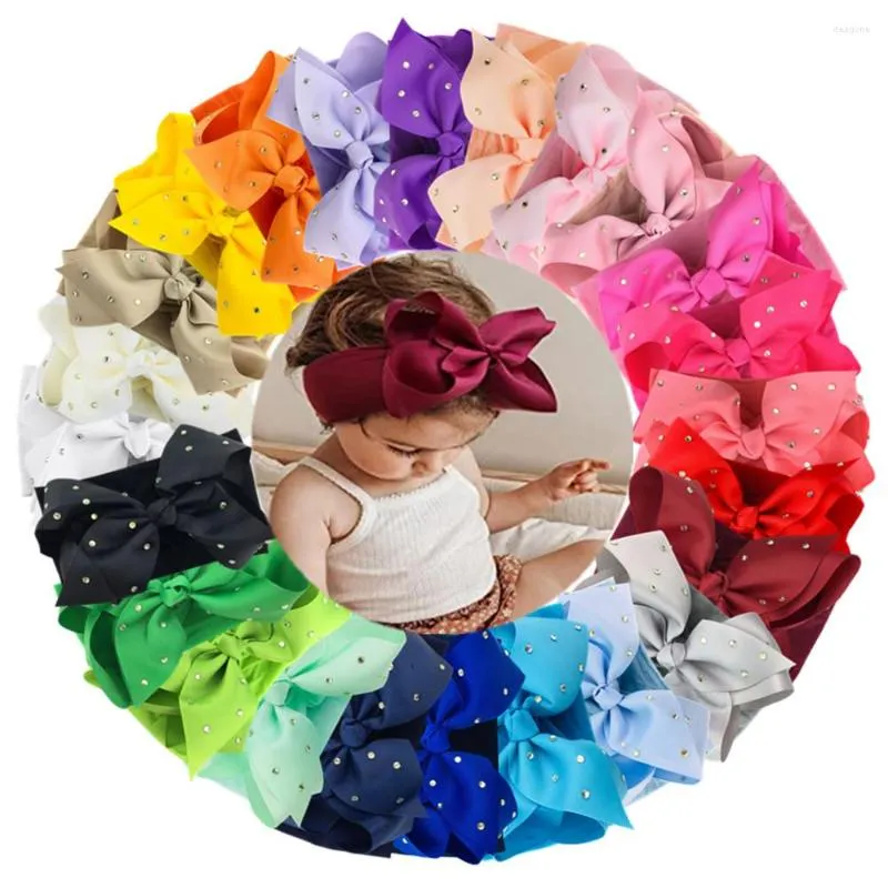 Accessori per capelli 1 pz 5 '' Boutique fiocchi di nastro in grosgrain fasce per capelli turbante morbide fasce larghe in nylon copricapi elastici per bambini bambino