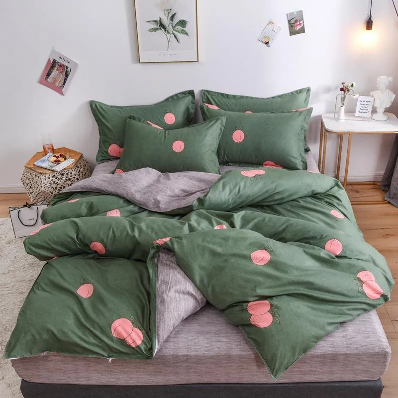 Постилочные наборы персикового фрукта зеленого серого шаблона крышка кровати, набор для детей, взрослые детские листы и наволочки Comforter 61070