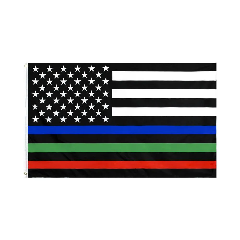 3x5ft 90x150 cm Ligne verte bleu rouge mince Multi drapeau All Lives Matter Officers d'application de la loi USA USA AMERICAN POLICE DIRECT FACTORY WROLISALE