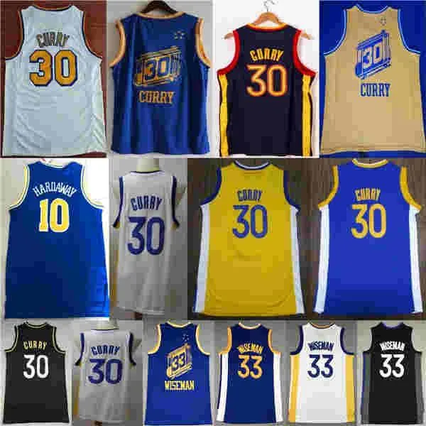 College b￤r ny stad Stephen 30 Curry James 33 Wiseman Tim 10 Hardaway Basketball Jersey NCAA Jersey Blue White Black Color