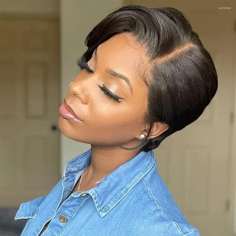 Short Pixie Cut Wig Human Hair Wigs Straight Lace Front Bob 13x1