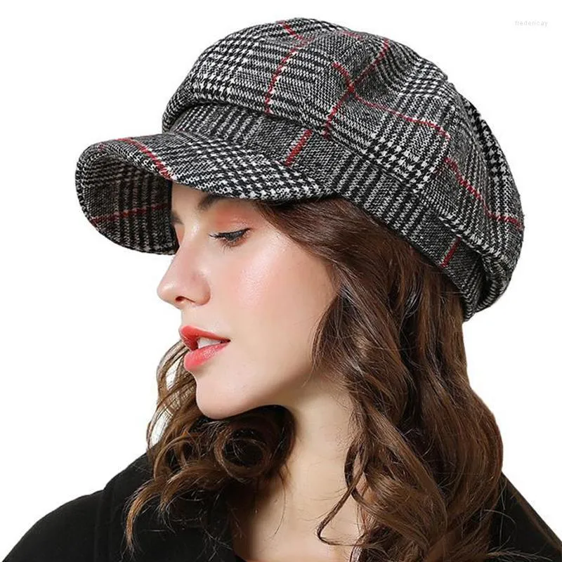 Boinas Hombres Mujeres Suave Tartán Baker Boy Sombreros Plaid Fiddler Sboy Gorras Al aire libre Invierno Cálido Viaje Ajustable US Tamaño 7 1/8 UK M