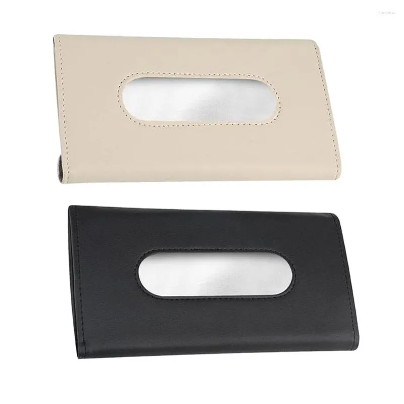 Décorations intérieures porte-mouchoirs de voiture suspendus pince à serviettes en papier PU boîte en cuir Carton