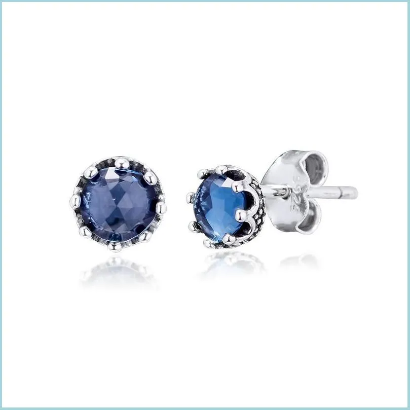 Stud Stud Memnon 2022 Automne Boucles d'oreilles Sier 925 Bleu Sparkling Crown Boucles d'oreilles pour femmes Sterling Boucle d'oreille Fine Bijoux Drop Deli Bdesybag Dhsom