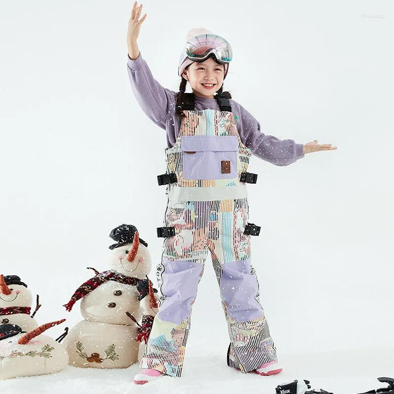 Vestes De Ski Enfants Pantalon De Ski Une Pièce Salopette De Neige Filles Garçons Coupe-Vent Imperméable En Plein Air Snowboard Enfants Costume Vêtements D'hiver