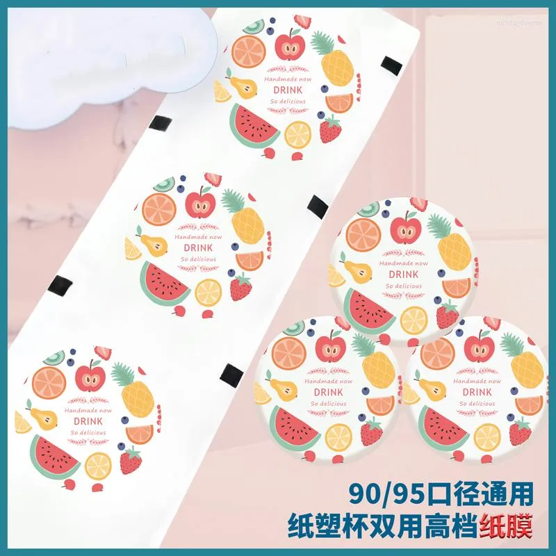 Articles de fête Film de papier jetable personnalisé pour sceller environ 1600 pièces tasses couvercles de couverture de membrane étanche fruits ananas pastèque orange poire