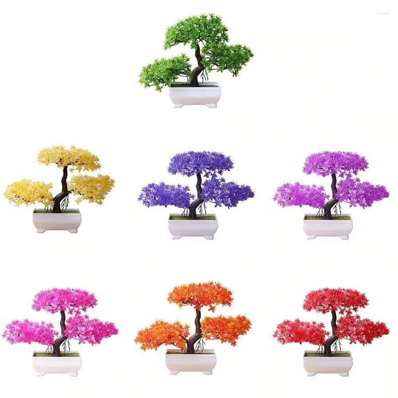 Flores decorativas Decoração artificial da planta de planta casa Bonsai Pote de árvore Ornamento em vasos de espessura para jardim de quarto jardim