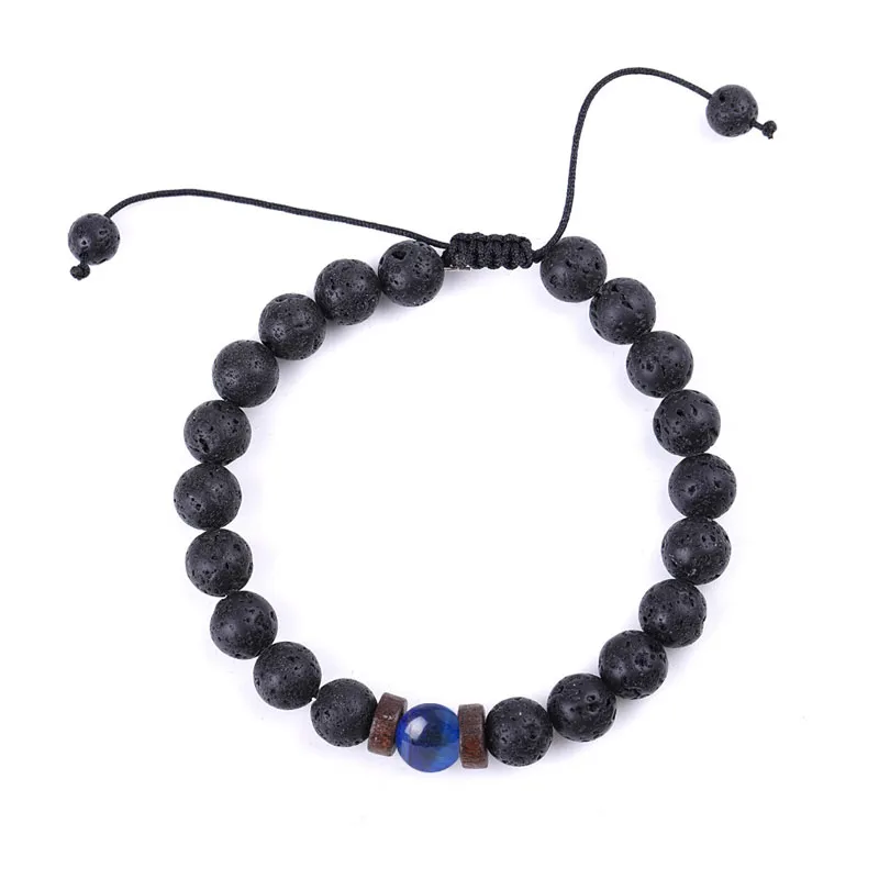 8mm Natural Lava Stone Handmade Rope Braided Charm Bracelets For Men Women Lover Adjustable Beaded Party Club Jewelry