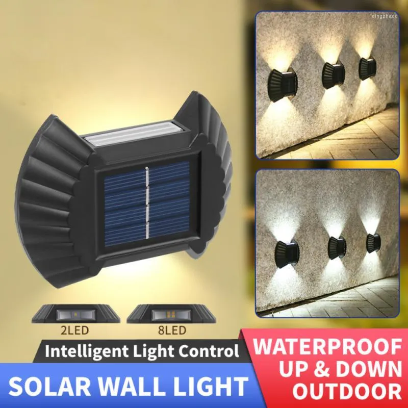 2/8 LED Wodoodporne Outdoor Solar Wall Light Lights Ogród dla ogrodzeniowych korytarzy schodowych oświetlenie dziedzińca