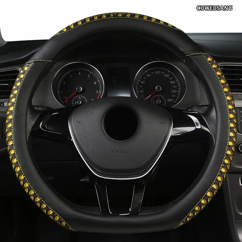 CUESANG Leather Yellow Steering Wheel Cover For Renaults, Duster