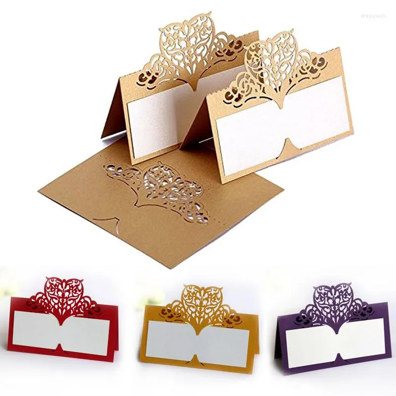 Cartões de felicitações 100 PCs Convites de mesa de festas festivas suprimentos a laser Corte de papel no nome do assento da videira Coloque o casamento dos favores de casamento decoração