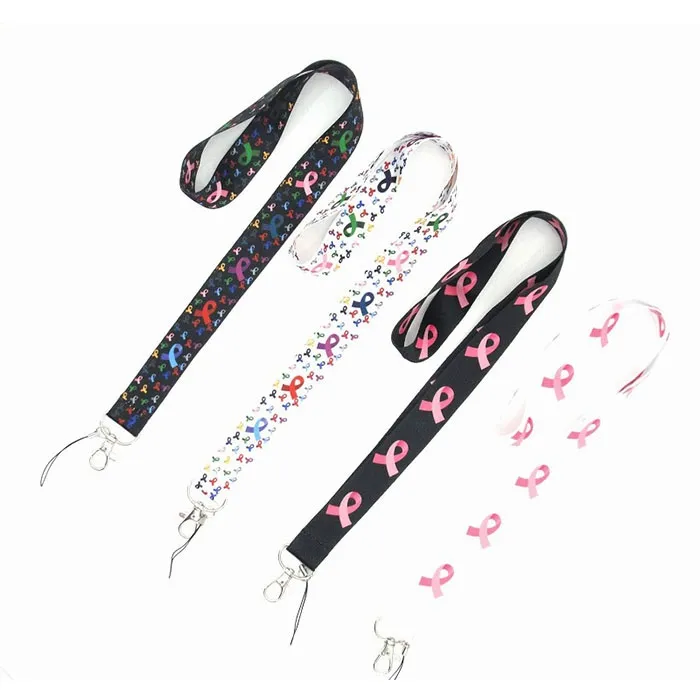 breast cancer ribbon cellphone straps Lanyard keychain Neck Strap Camera ID Card Lanyard wholesale