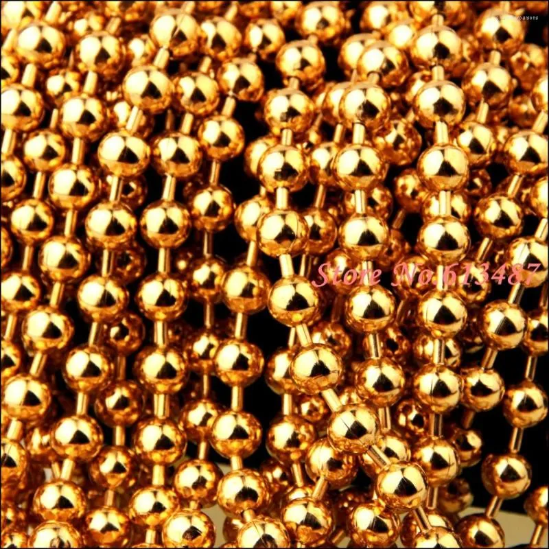 Chains Wholesale 5meter 6mm Wide 316L Stainless Steel Gold Ball Beads Link Chain Men's Womens Necklace