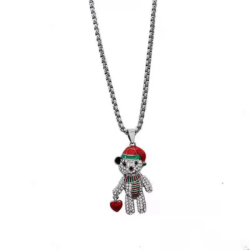 Classic Fashion cute carton rabbit Bear Pendant Necklace with titanium steel chain Ladies Daily Accessories Birthday Gifts