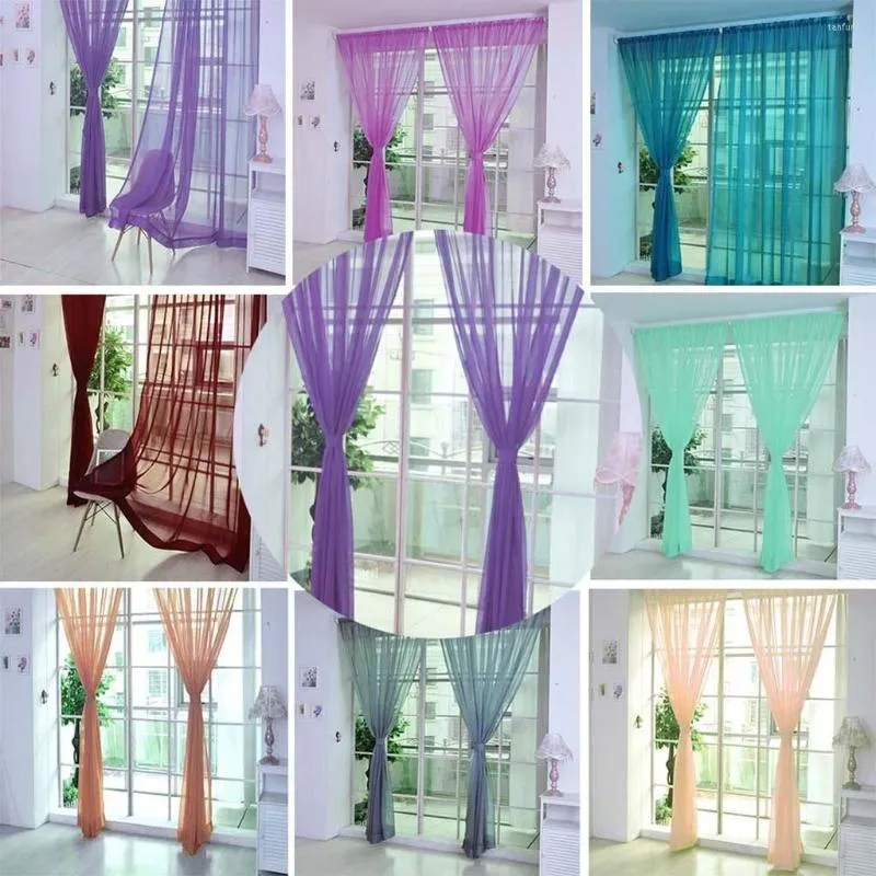 Rideau 1 pièces rideaux de couleur Pure pour salon fenêtre porte drapé panneau écharpe transparente cantonnières fil de verre moderne