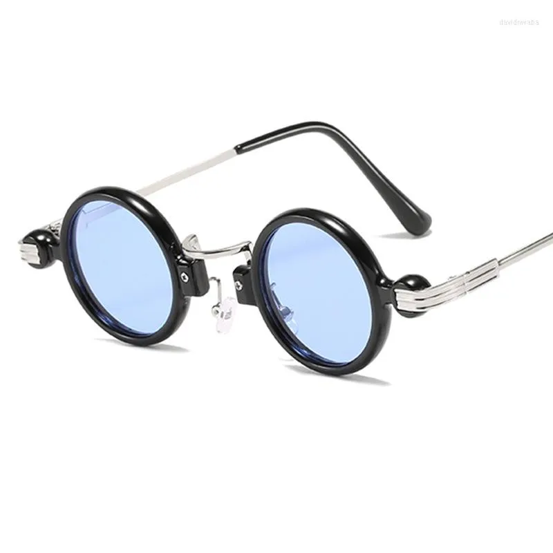 Lunettes de soleil 2022 métal Punk rond rétro pour hommes femmes Ultra petit cadre Hip Hop Style Ins mode lunettes