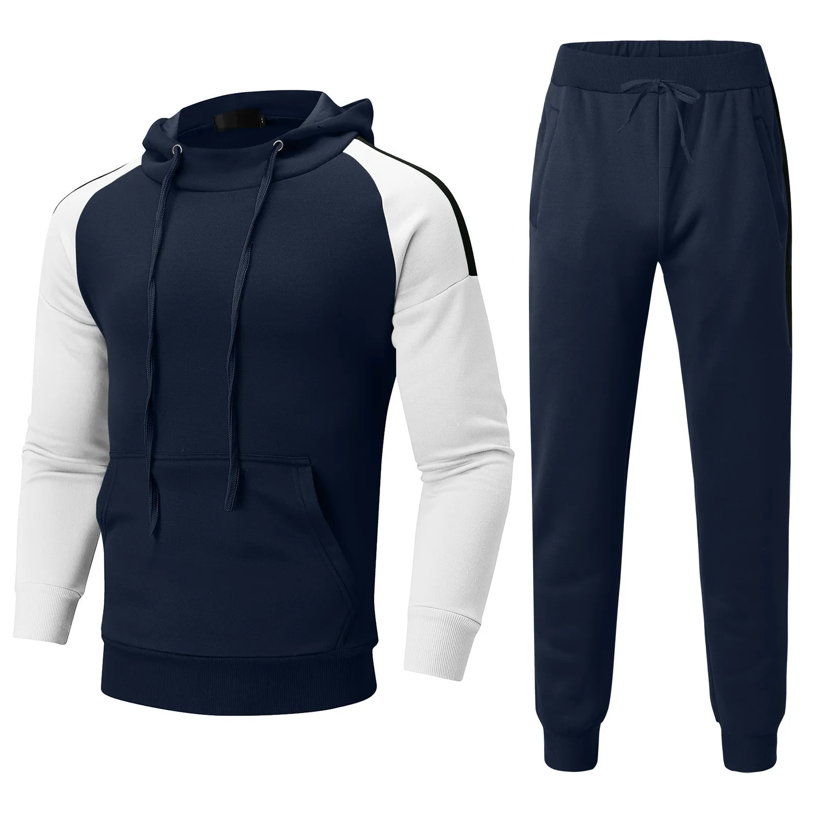 Suissiles de survêtement masculins Couleur de sport pour hommes Sweats à capuche assortis de mode et pantalon coulant en plein air