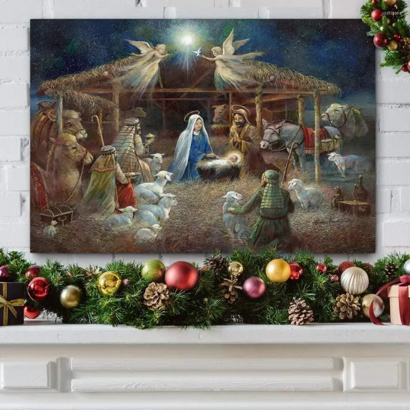 Galleria degli arazzi Arte della parete del presepe Bellissime decorazioni natalizie religiose Gesù Cristo in una mangiatoia