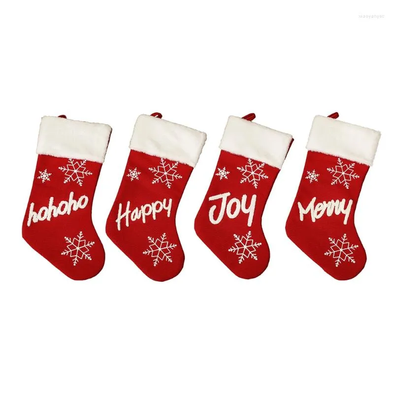 Kerstdecoraties Kousen 19 inch Classic Red and White Pluche Stocking Candy Gift Bag voor Family Holiday Kerstfeestje