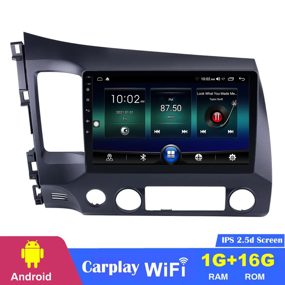 Player de rádio GPS de DVD de carro para Honda Civic 2006-2011 10 polegadas MP4 Android estéreo na DASH multimídia