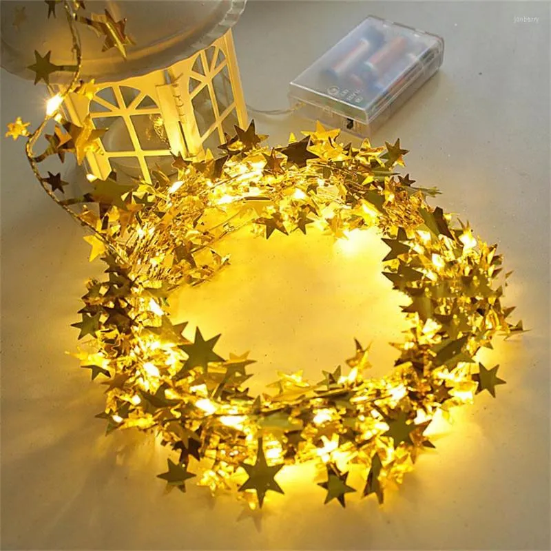 Strängar utomhusstjärna Fairy Light 10m 100Led Battery Operated Twinkle String Christmas Wedding Party Copper Wire Garland