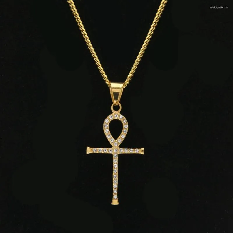 Anhänger Halsketten Gold Farbe Kreis Kreuz verziert mit Silber Kristall Kette Kragen Halsband für Männer Geschenk Schmuckherstellung