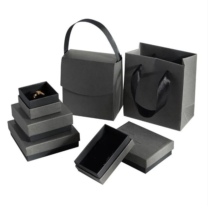 Schmuck-Geschenkboxen für Halskette, Armband, Ohrringe, Ring, Aufbewahrungsbox, Karton, Schmuckverpackung, Behälter mit Schwamm im Inneren