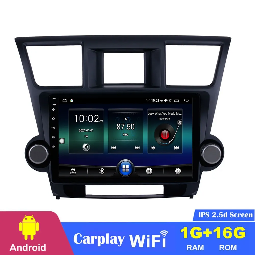 Reproductor de DVD para coche de 10,1 pulgadas, navegación GPS Multimedia para Toyota Highlander 2014-2015, sistema Android, radio estéreo, compatible con Carplay Mirror Link, Control del volante
