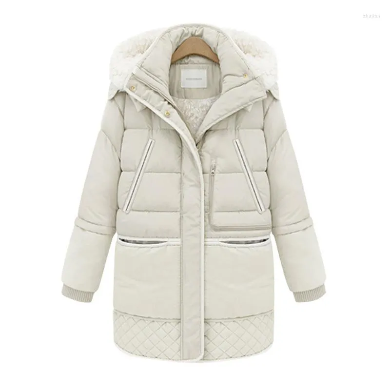 Parkas pour femmes en duvet pour femmes bel hiver épaissir manteau chaud femmes polaire à manches longues à l'intérieur de la veste à capuche manteaux rembourrés en coton coréen