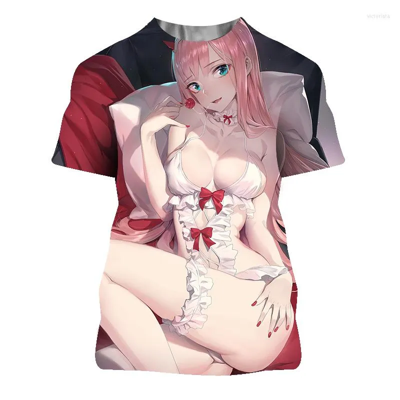 남자 티셔츠 남자 여자 패션 티셔츠 Darling In The Franxx Shirt 3D 섹시한 여자 Zero Two Hentai Camisetas Kids Boy 힙합 탑스 티