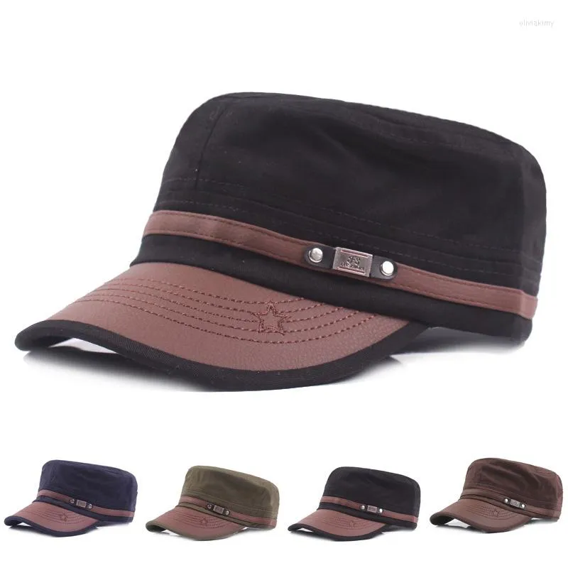 Berretti Cap Capite militari Inlavati Cotton Flat Top Caps Cash Cadet Hat Femmina Hat Bone Man