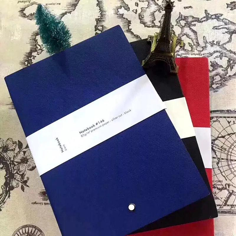 Vente chaude 146 bloc-notes noir/bleu couverture en cuir Agenda à la main carnet de notes luxurs journal périodique cahier d'affaires A5