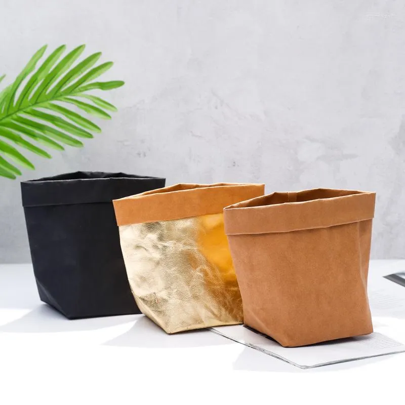 Storage Bags Foldable Bag Environmentally Friendly Washable Flower Pot Kraft Paper Plant Set Home