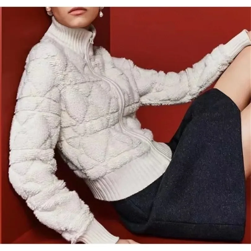 Femmes Vestes 819590 Femmes hiver Mode Classique Manteau en laine de luxe mince col haut Conception veste manteau chaud fourrure plaid haute qualité 220930
