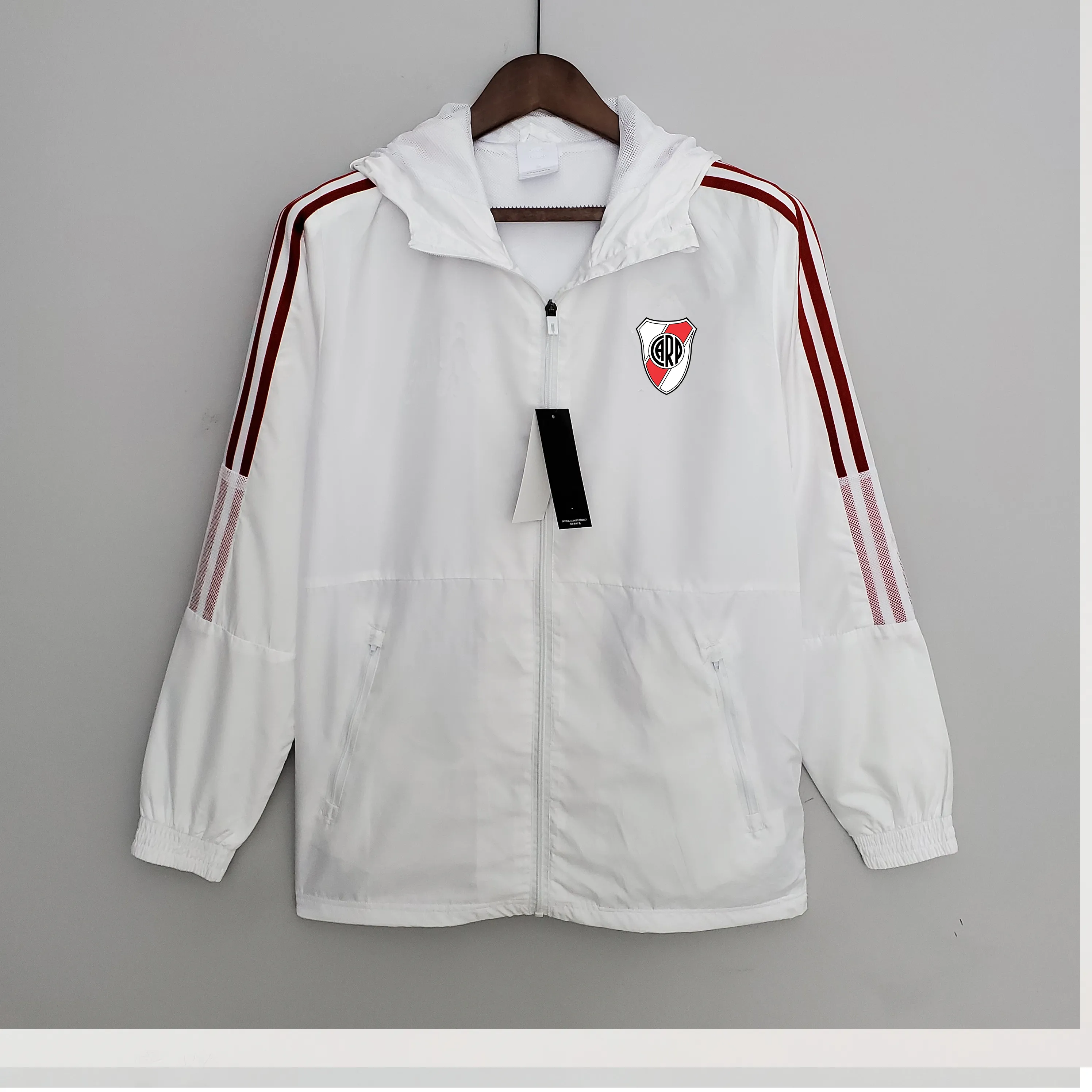 22-23 Club Atletico River Plate Giacca da uomo per il tempo libero sportiva Giacca a vento Maglie cerniera intera Giacca a vento con cappuccio Cappotto moda uomo Logo personalizzato