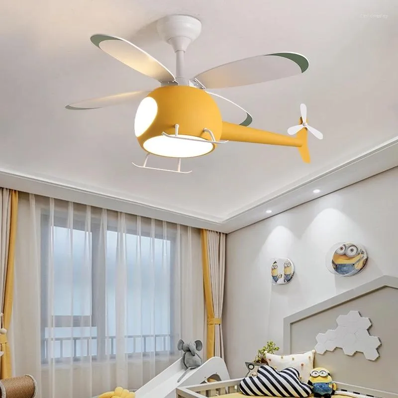 Lámpara de ventilador de techo con forma de helicóptero para