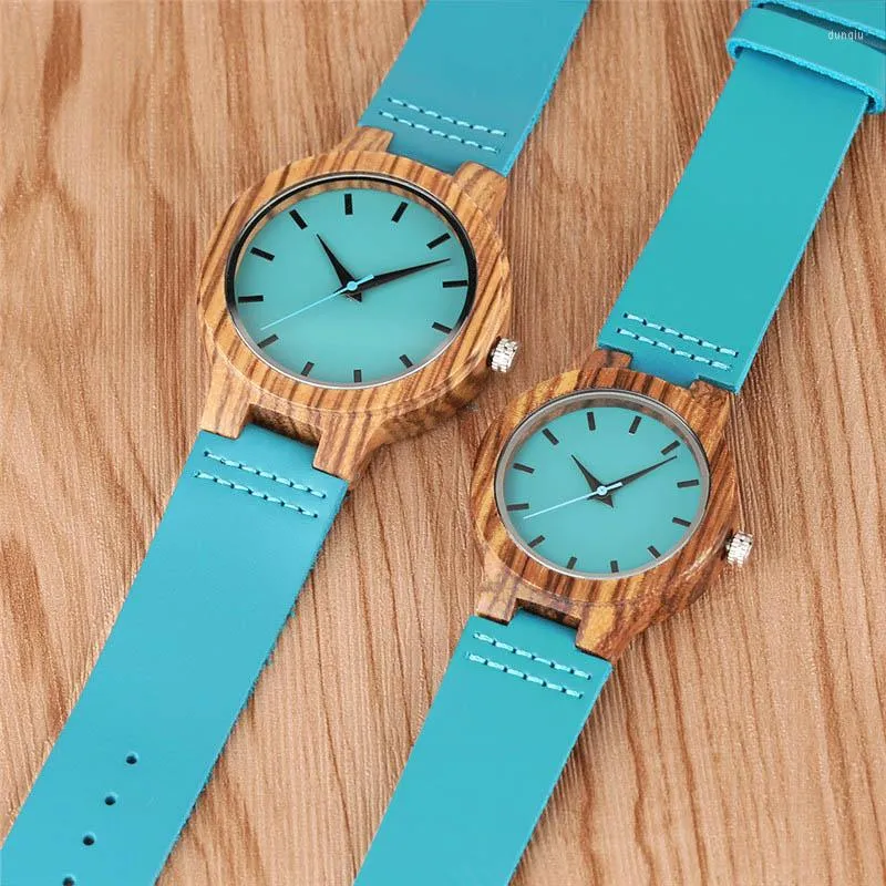 YISUYA Blue Bamboo Wood Watch Handmade Quartz Analog Wooden Wristwatch For Women And Men Creative Fashion Genuine Leather Perfect Xmas Gift From Dunqiu 22.5 DHgate.Com