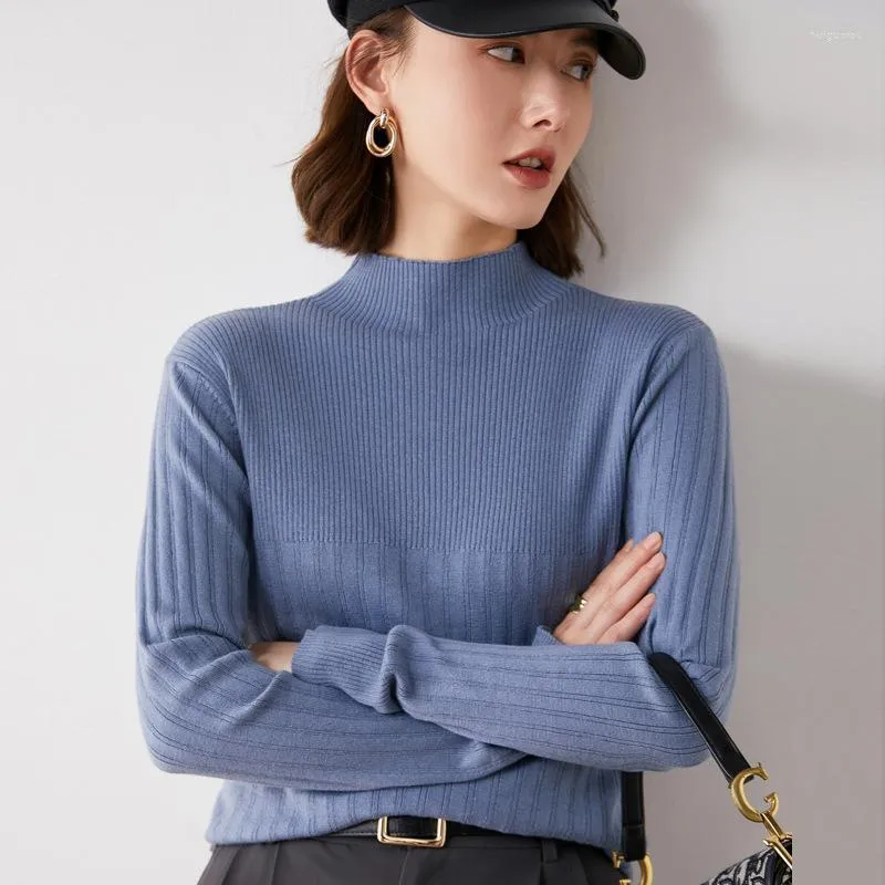 Pull femme automne/hiver pull femme 2022 coréen dames pull Fine Imitation laine demi col haut fond ample